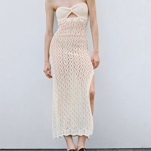 ZARA Cut Out Pointelle Knit Dress (S)